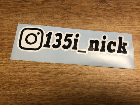 2 Color Custom Instagram Handle Vinyl Decal.